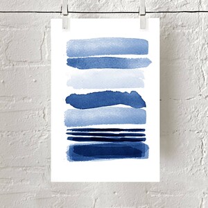 Blue Abstract Watercolor Prints Set of 2 Indigo Blue Navy - Etsy