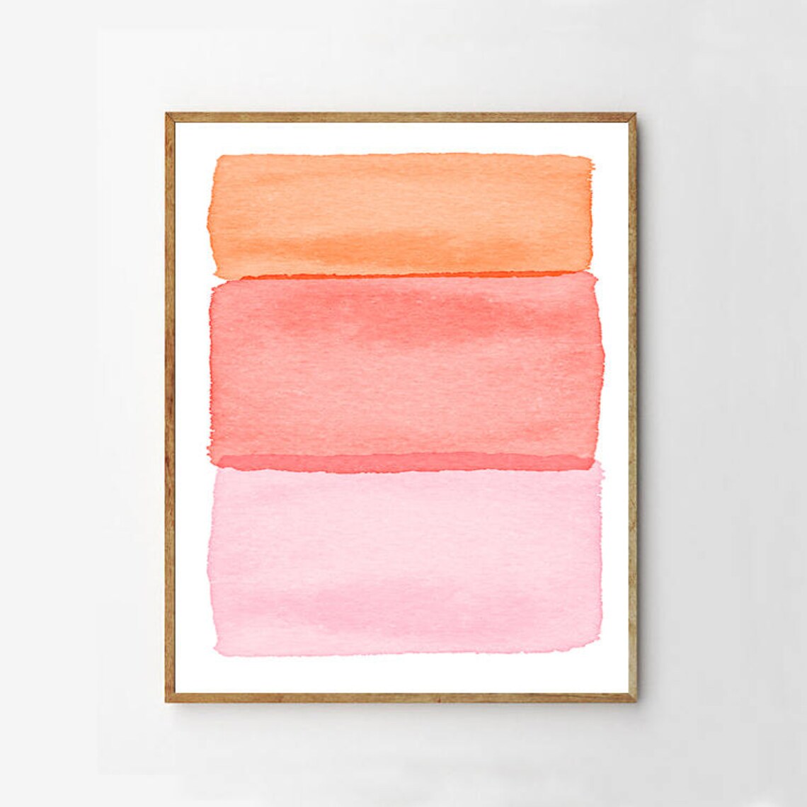 Abstract Wall Art Pink Watercolor Painting Set of 3 Peach Etsy
