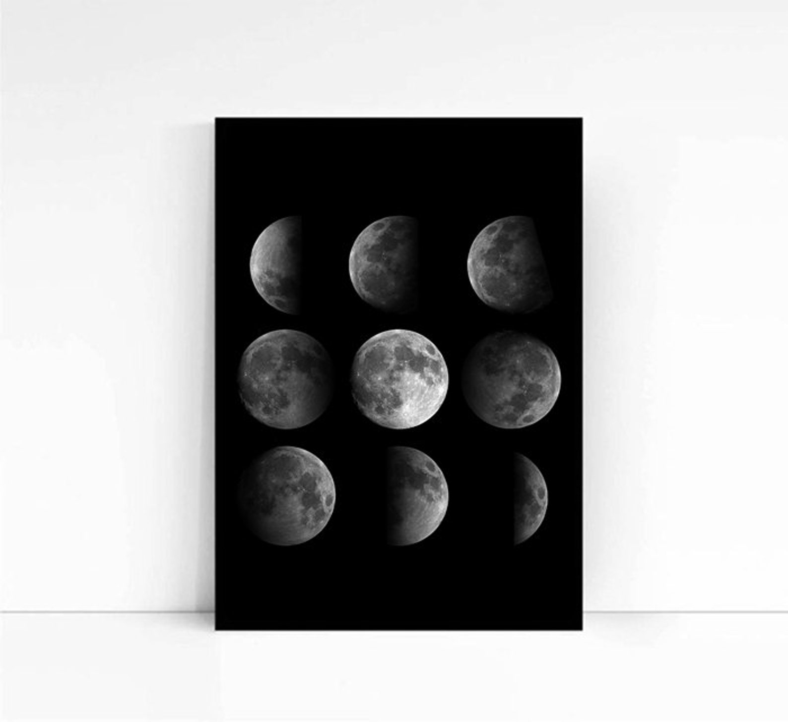 Moon Phases Wall Art Moon Phases Print Black And White Prints Etsy