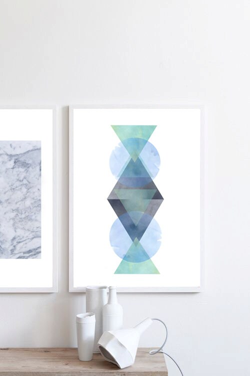 Watercolor Painting Abstract Watercolor Geometric Art Etsy