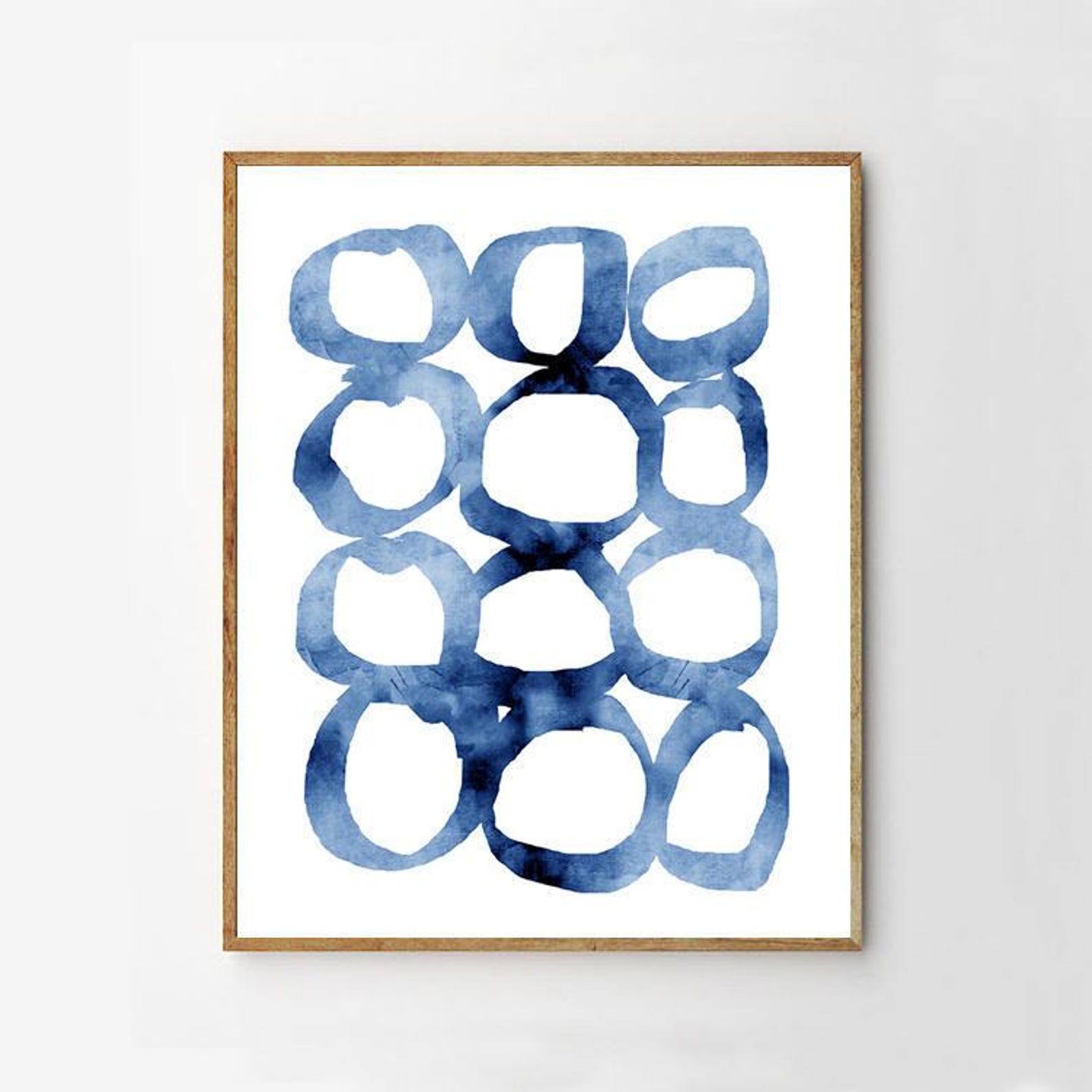 Abstract Watercolor Set of 2 Prints Indigo Blue Wall Art - Etsy