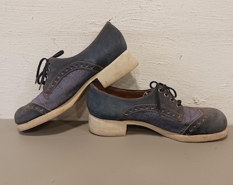 Vintage 1960's Blue Jean Suede Oxfords
