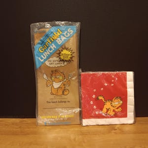 Vintage 1980s Garfield Papier Lunch Lunchtüten & Servietten