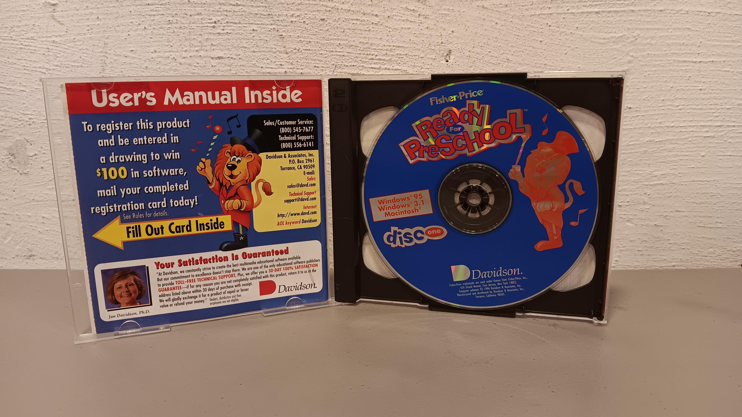 Vintage 1996 Fisher Price Ready for Preschool 2-disc CD-ROM