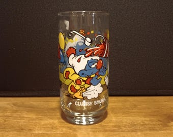 Bicchiere vintage del Puffo Tontolone del 1983
