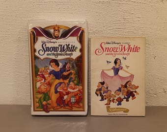 Vintage 90s Snow White and the Seven Dwarfs VHS & Book Gift Set