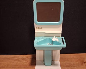 Vintage Sindy Doll ljusblått handfat från 1970-talet