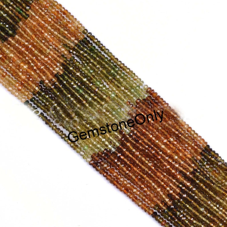 Natural Gemstone Faceted Beads Faceted Beads Petro Tourmaline Faceted Rondelle Shape Beads 2mm AAA+ Quality Indian Cut Shape Beads