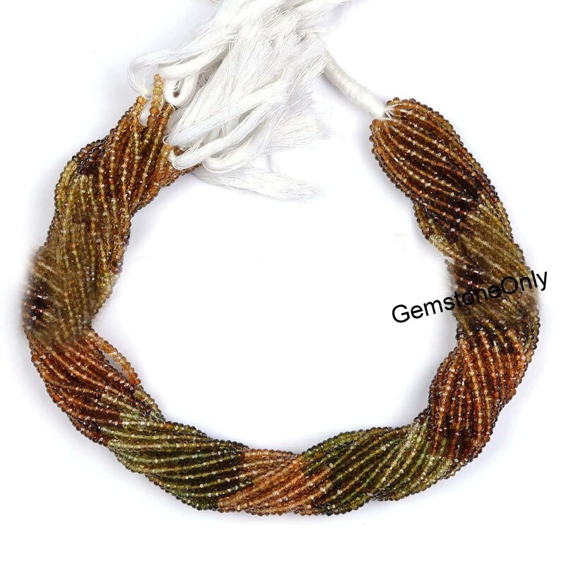 Natural Gemstone Faceted Beads Faceted Beads Petro Tourmaline Faceted Rondelle Shape Beads 2mm AAA+ Quality Indian Cut Shape Beads