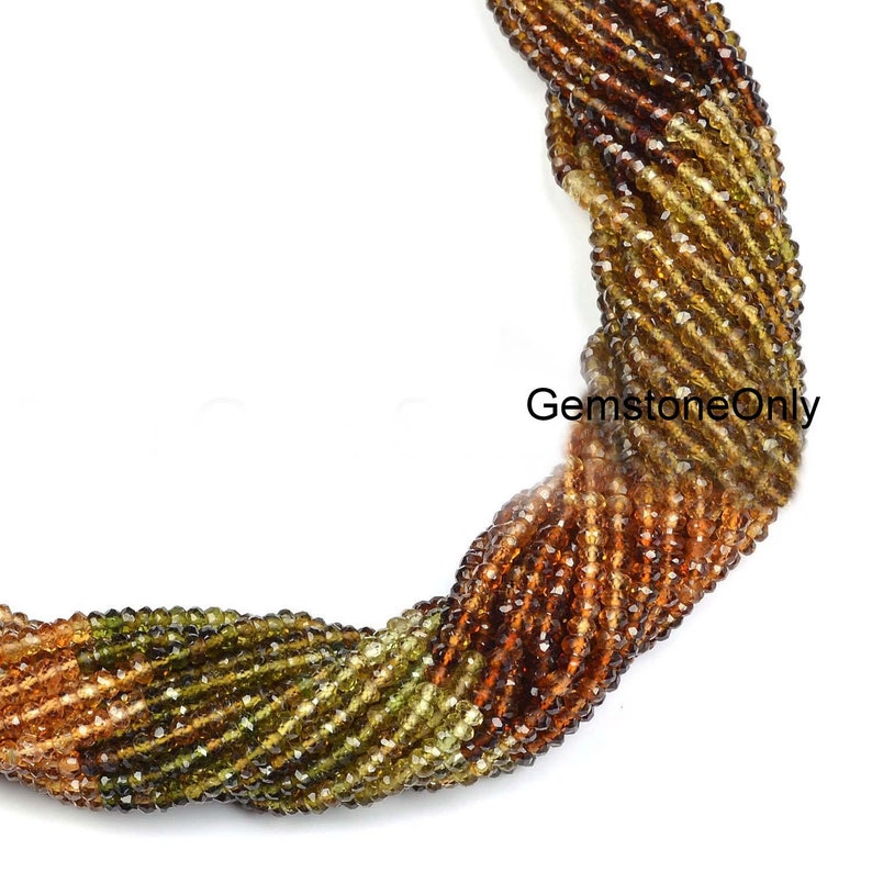 Natural Gemstone Faceted Beads Faceted Beads Petro Tourmaline Faceted Rondelle Shape Beads 2mm AAA+ Quality Indian Cut Shape Beads