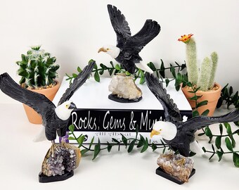 Svartvit Onyx Eagle Crystal Carving