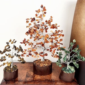 Carnelian, Tiger Eye & Green Aventurine Crystal Chip Trees