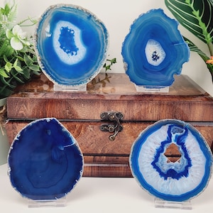 Imperfect Blue Agate Slice &quot;DISCOUNTED&quot; (Avg. 3.5-4.0 inches)