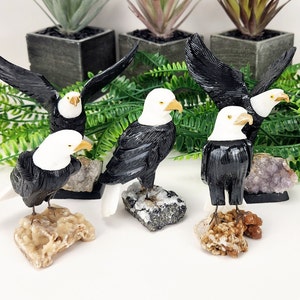 Black and White Onyx Eagle Crystal Carving