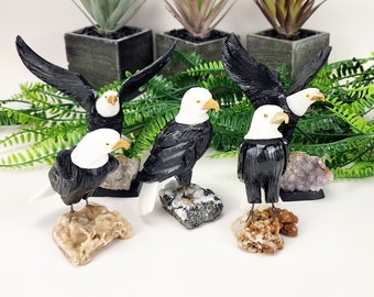 Svartvit Onyx Eagle Crystal Carving