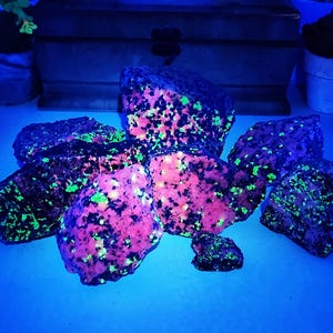 Fluorescent Green Willemite & Pink Calcite Mineral Specimen- Sterling Hill Mine