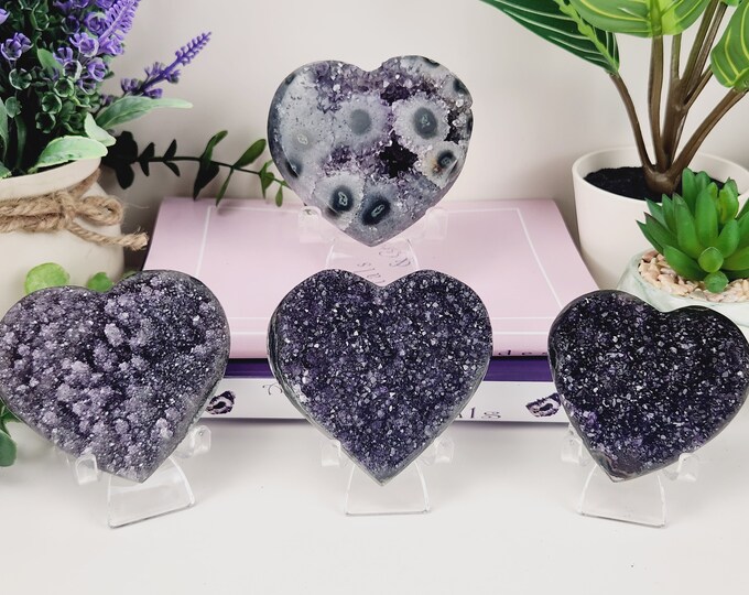 Amethyst Crystal Heart W/ Free Stand Etsy