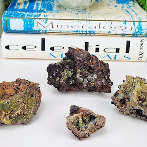 Green &quot;botryoidal&quot; Mimetite with Yellow &quot;bipyramidal&quot; Wulfenite Crystal Specimen