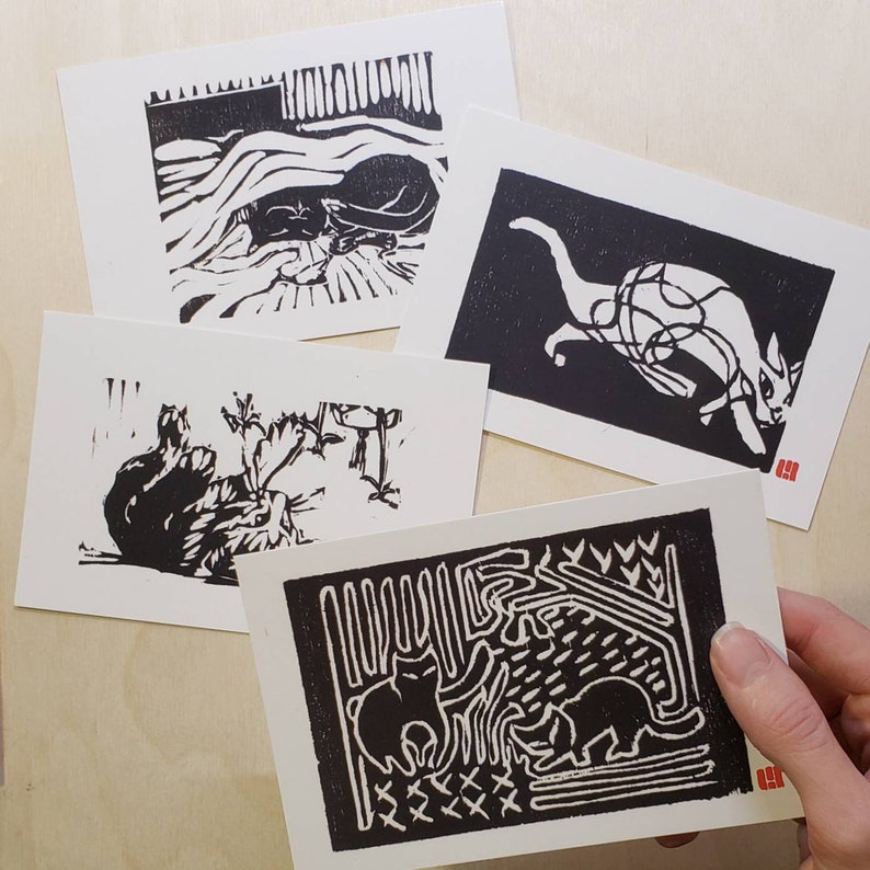 TWIST \u2022 Cat Art Print \u2022 Original Woodcut \u2022 Handmade Limited Edition