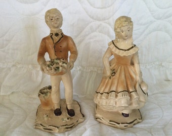 Vintage Chalkware  Couple Dressed for The Day