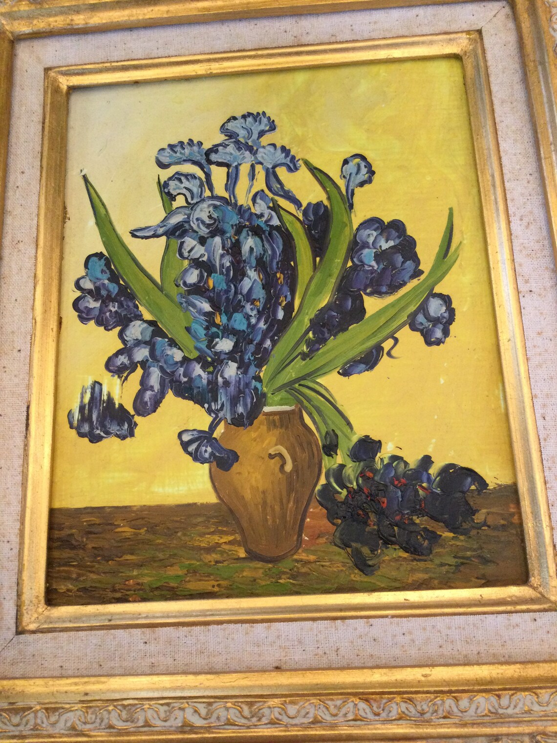 Vintage Vincent Van Gogh Vases With Irises Oil Painting Reproduction Etsy