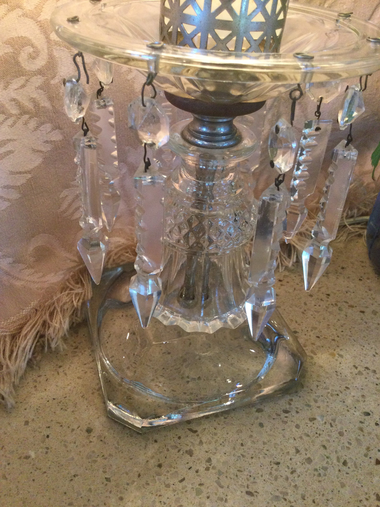 Little Vintage Mini Crystal Hurricane Lamp Etsy