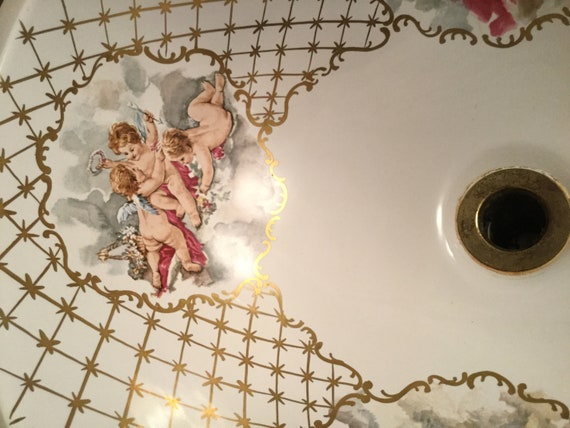 Vintage Cesame All Porcelain Gold Cherub Sink