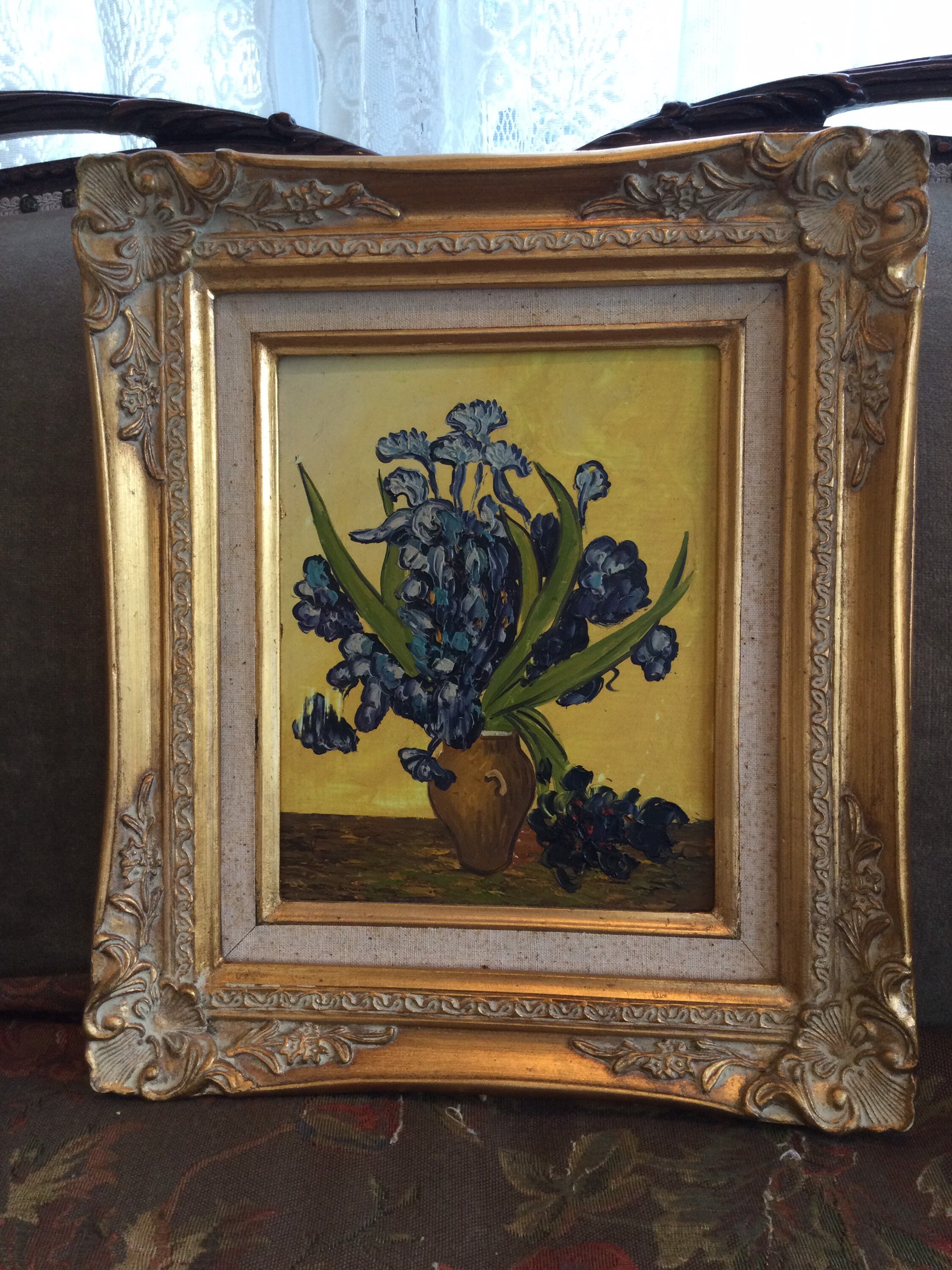 Vintage Vincent Van Gogh Vases With Irises Oil Painting Reproduction Etsy