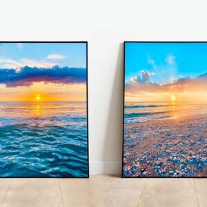 Captivating Captiva, 2 Piece Fine Art Print Set, Colorful Beach Sunsets with Shells, Photo, Option Available to Purchase 1 Only