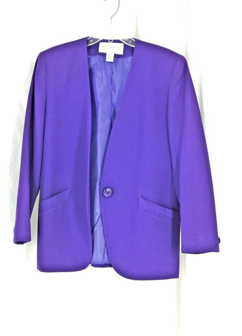 Purple Blazer size S / vintage 80s eggplant purple wool suit | Etsy