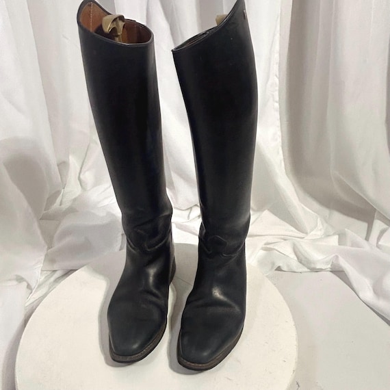 Petrie Dressage Boots | Equestrian Black Leather Tall Riding Boots | US Women's 7 (UK 4.5) | Height 47cm (18.5"), Calf 37cm (14.6")