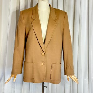Vintage Women&#39;s Camel Cashmere Wool Blazer | A.J. Reid | Classic & Elegant | Size 12 / 14