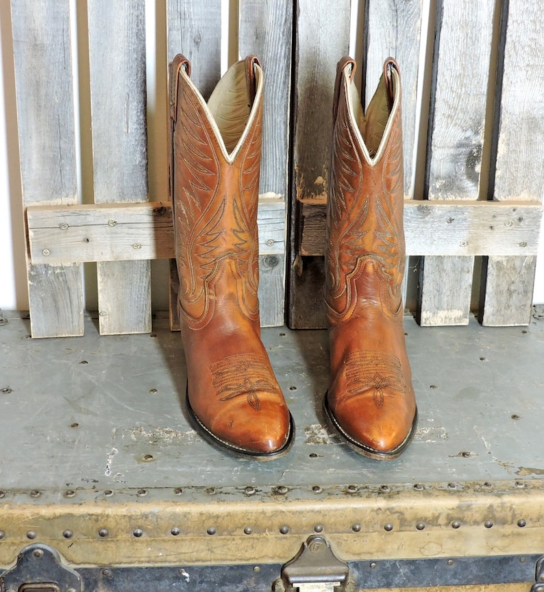 Vintage 70s cowboy boots mens 10 D 1970s Acme boots made in USA brown western boots