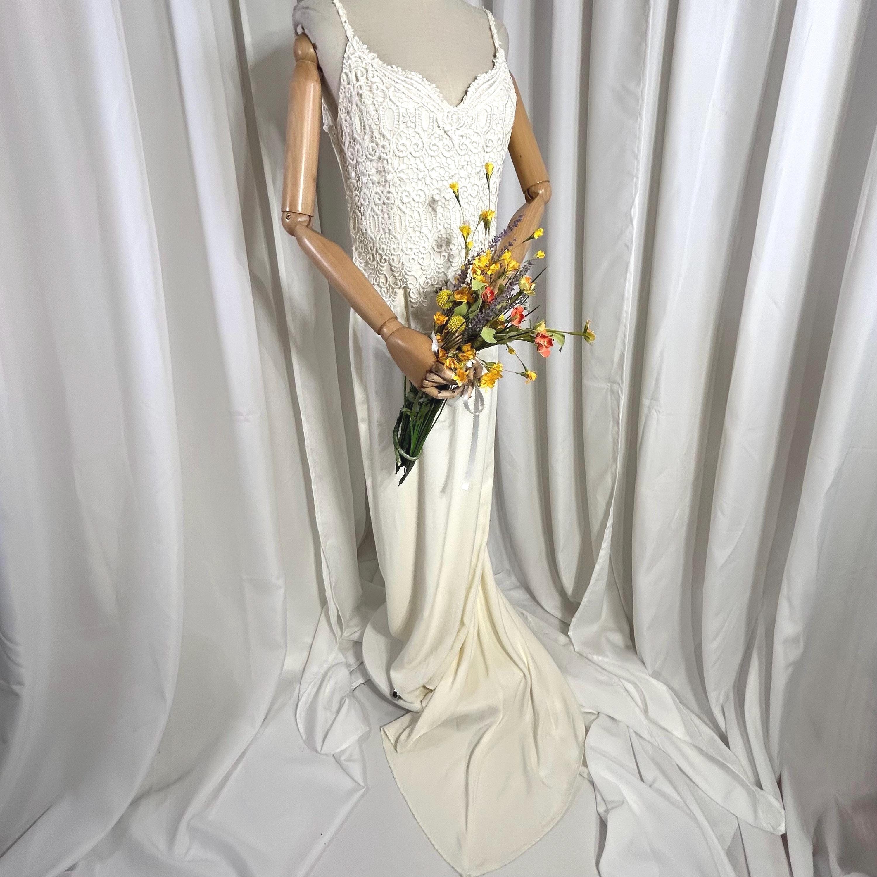 navy blue dress for baby girl Vintage 90's Off Shoulder Wedding Dress Size 8 (Dress #51) main image 1