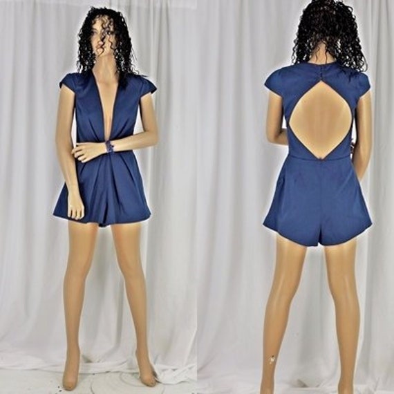 blue satin playsuit
