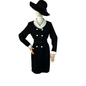 90s Power Dress | Vintage Black Double Breasted Mini Dress | The Nanny Office Dress | Size XS/S