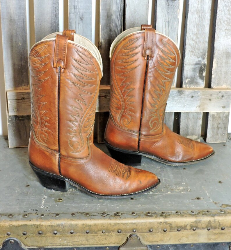 Vintage 70s cowboy boots mens 10 D 1970s Acme boots made in USA brown western boots