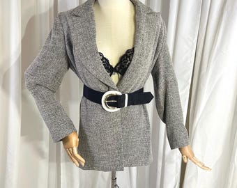 Blazer de tweed vintage de Bloomingdale's de los años 70 / Talla 8 Gris Oscuro Academia