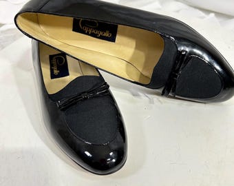 Vintage Pappagallo Schwarze Lack Loafers Gr 7,5