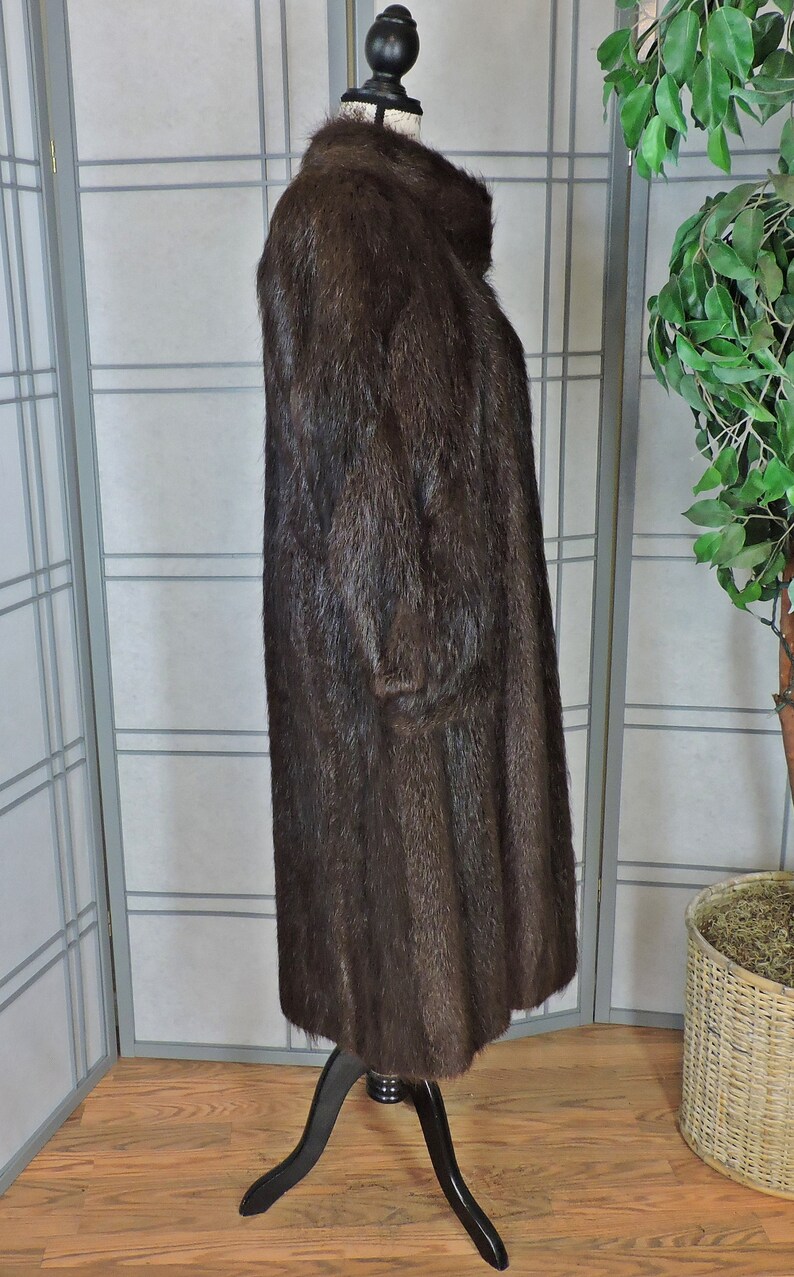 Vintage full length Beaver fur coat / luxurious natural long Etsy