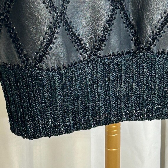 Vintage 80s Leather Patchwork Batwing Sweater siz… - image 9