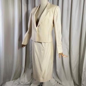 Vintage 70s Cricketeer "Tailored Woman" Skirt Suit | Luminous Silk-Linen Blazer & Midi Pencil Skirt  | 5 /6  | Quiet Luxury