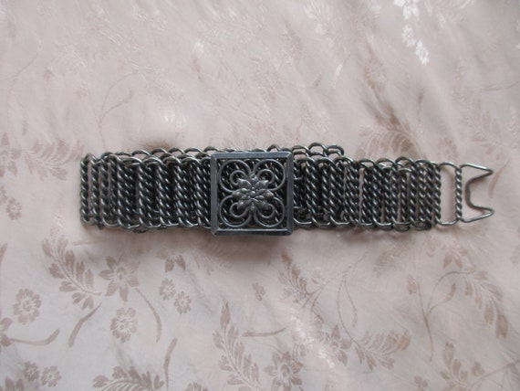1930s Siam silver Art Deco adjustable link belt /