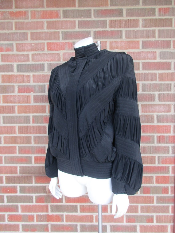 1980s Oleg Cassini Blouse Collection black silk bl