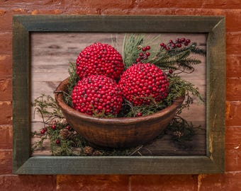 Wall Art, Berry Balls, Winter Decor, Winter Wall Hanging, 16x20 11x14 8x10, Festive Home Decor, Winter Snow Picture, Christmas