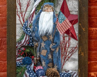 Wall Art, Patriotic Santa, 250th Santa, Winter Wall Hanging, 16x20 11x14 8x10, Festive Home Decor, Christmas