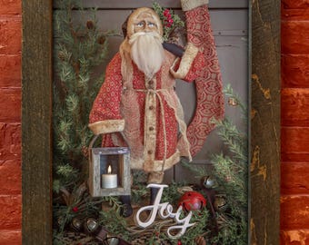 Wall Art, Framed Santa Print, Christmas Decor, Holiday Wall Hanging, 16x20 11x14 8x10, Festive Home Decor, Santa Claus Picture, Christmas
