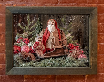 Wall Art, Framed Santa Print, Christmas Decor, Holiday Wall Hanging, 14x20 11x14 8x10, Festive Home Decor, Santa Claus Picture, Christmas