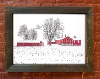 Wall Art, Red Barn in Snow, Winter Decor, Winter Wall Hanging, 14x20 11x14 8x10, Festive Home Decor, Winter Snow Picture, Christmas
