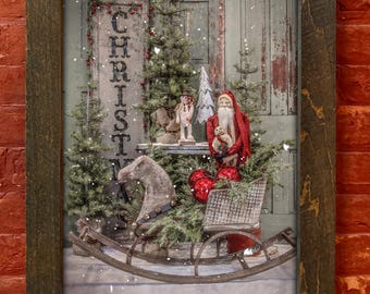 Wall Art, Framed Santa Print, Christmas Decor, Holiday Wall Hanging, 14x20 11x14 8x10, Festive Home Decor, Santa Claus Picture, Christmas
